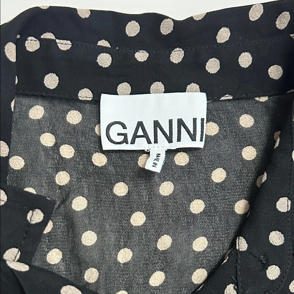 Ganni Black and Cream Polka Dot Shirt (size 34/XS) - Picture 5 of 7